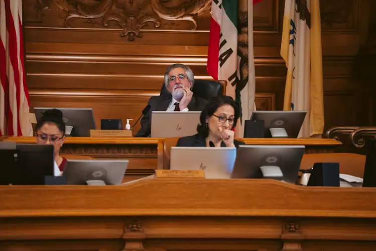 President Aaron Peskin presides over the Board of Supervisors meeting in San Francisco on Feb. 28, 2023. | Michaela Vatcheva for The Standard