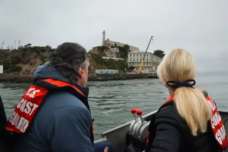 Secretary of the Interior Doug Burgum and Attorney General Pam Bondi travel to Alcatraz on Thursday with the U.S. Coast Guard.