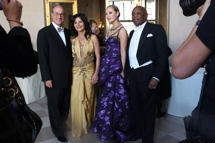 From left, Victor Makras, Farah Makras, Sonia Molodetskaya and Willie Brown attend a San Francisco Opera opening night gala in San Francisco. | Liz Hafalia/The San Francisco Chronicle via Getty Images