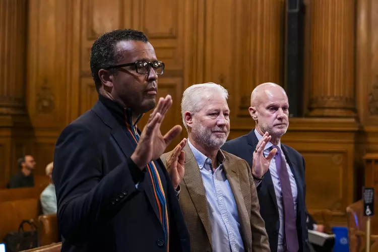 From left, former Parks Alliance CEO Robert Ogilvie, Board Treasurer Rick Hutchinson, and CEO Drew Becher.