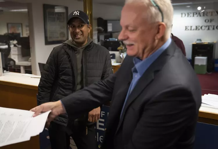Vin Budhai, left, led the recall effort against Supervisor Joel Engardio with Richard Corriea.